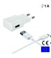 Cargador Universal Conector Micro-Usb 1.5Amp Kit 2 En 1 Blanco             