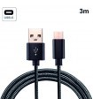 Cable Compatible Universal USB a TIPO-C  3M Negro                          